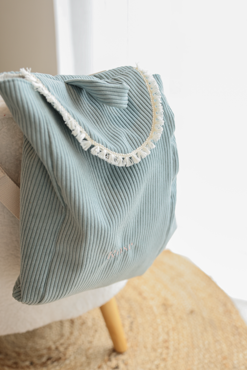 Sac de voyage enfant velours bleu ciel