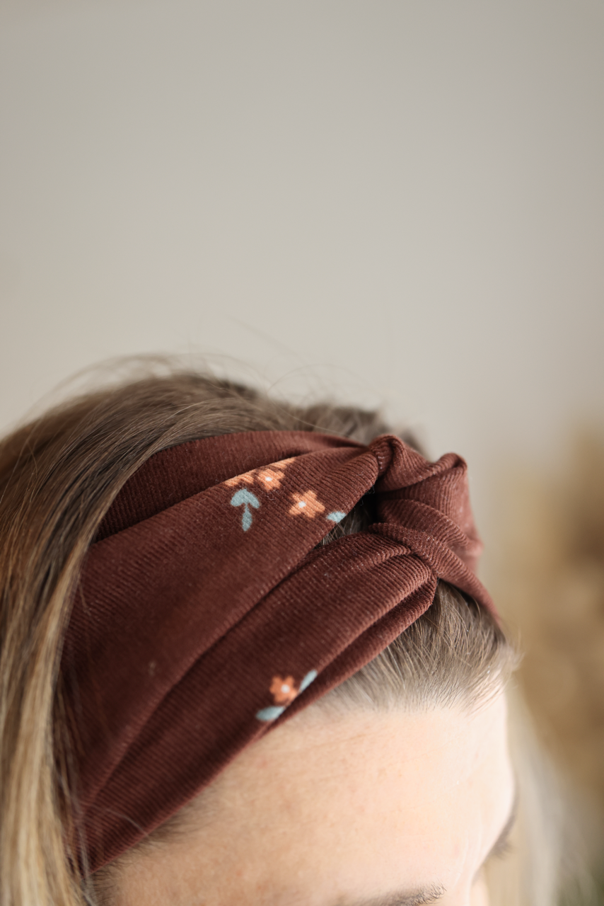 Bandeau cheveux adulte velours fleuri